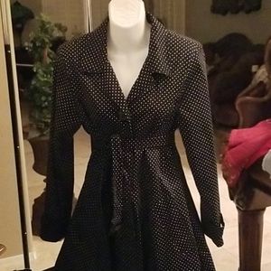 Madison Michelle black & white polka dot trench